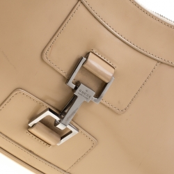 Pre Owned حقيبة كتف غوتشي جاكي جلد لامعة بيج