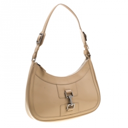 Pre Owned حقيبة كتف غوتشي جاكي جلد لامعة بيج