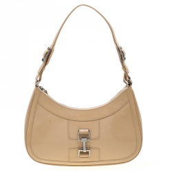 Pre Owned حقيبة كتف غوتشي جاكي جلد لامعة بيج