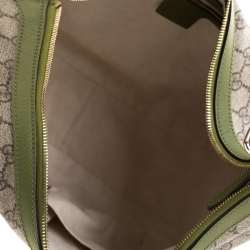 Pre Owned حقيبة غوتشي جلد وكانفاس سوبريم GG خضراء/ بيج