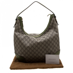 Pre Owned حقيبة غوتشي جلد وكانفاس سوبريم GG خضراء/ بيج