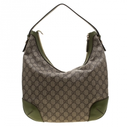 Pre Owned حقيبة غوتشي جلد وكانفاس سوبريم GG خضراء/ بيج