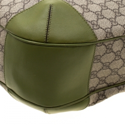 Pre Owned حقيبة غوتشي جلد وكانفاس سوبريم GG خضراء/ بيج