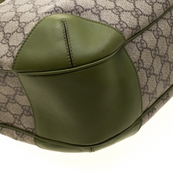 Pre Owned حقيبة غوتشي جلد وكانفاس سوبريم GG خضراء/ بيج