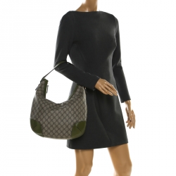 Pre Owned حقيبة غوتشي جلد وكانفاس سوبريم GG خضراء/ بيج