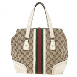 Pre Owned Gucci Beige Monogram Treasure Boston Bag