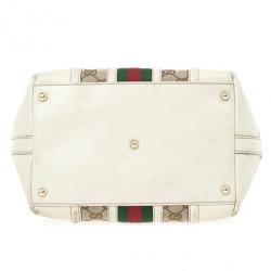 Pre Owned Gucci Beige Monogram Treasure Boston Bag