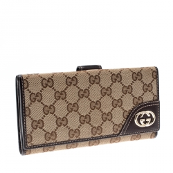 Gucci Beige/Brown GG Canvas and Leather Britt Continental Wallet