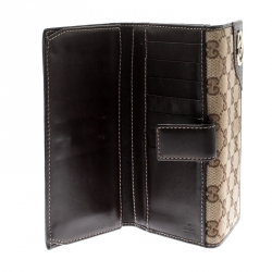 Gucci Beige/Brown GG Canvas and Leather Britt Continental Wallet