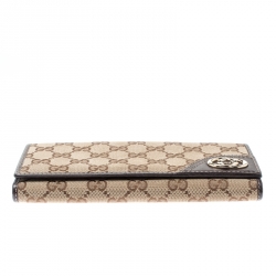 Gucci Beige/Brown GG Canvas and Leather Britt Continental Wallet