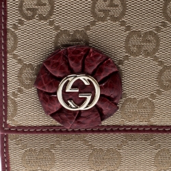 Gucci Beige/Burgundy GG Canvas and Leather Continental Wallet