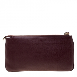 Pre Owned Gucci Burgundy Leather Soho Wristlet Clutch