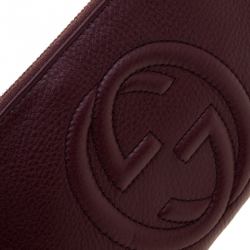 Pre Owned Gucci Burgundy Leather Soho Wristlet Clutch