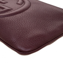Pre Owned Gucci Burgundy Leather Soho Wristlet Clutch