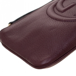 Pre Owned Gucci Burgundy Leather Soho Wristlet Clutch