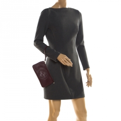Pre Owned Gucci Burgundy Leather Soho Wristlet Clutch