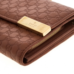 Gucci Pink Cinnamon Microguccissima Leather Wallet On Chain