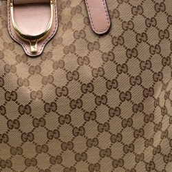Pre Owned Gucci Beige GG Canvas and Leather Large D Ring Tote 