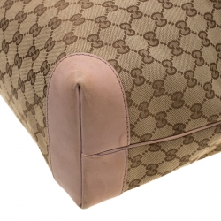 Pre Owned Gucci Beige GG Canvas and Leather Large D Ring Tote 