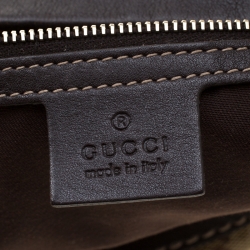 Pre Owned Gucci Beige/Brown GG Crystal Canvas and Leather Mix Medium Hobo