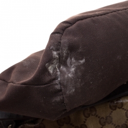 Pre Owned Gucci Beige/Brown GG Crystal Canvas and Leather Mix Medium Hobo