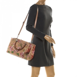 Pre Owned حقيبة يد غوتشي بامبو شوبر جلد طباعة زهور متعددة الألوان