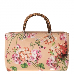 Pre Owned حقيبة يد غوتشي بامبو شوبر جلد طباعة زهور متعددة الألوان
