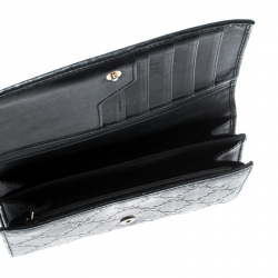 Pre Owned محفظة غوتشي كونتيننتال جلد غوتشيسيما سوداء