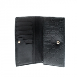 Pre Owned محفظة غوتشي كونتيننتال جلد غوتشيسيما سوداء