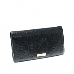 Pre Owned محفظة غوتشي كونتيننتال جلد غوتشيسيما سوداء