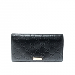 Pre Owned محفظة غوتشي كونتيننتال جلد غوتشيسيما سوداء