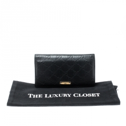 Pre Owned محفظة غوتشي كونتيننتال جلد غوتشيسيما سوداء