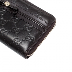 Gucci Brown Guccissima Leather Mayfair Bow Continental Wallet