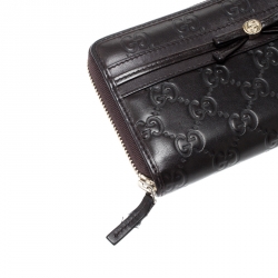Gucci Brown Guccissima Leather Mayfair Bow Continental Wallet