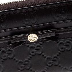 Gucci Brown Guccissima Leather Mayfair Bow Continental Wallet