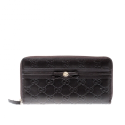 Gucci Brown Guccissima Leather Mayfair Bow Continental Wallet