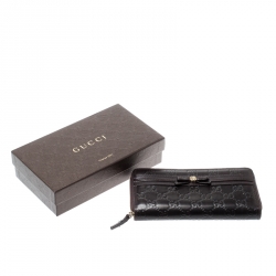 Gucci Brown Guccissima Leather Mayfair Bow Continental Wallet