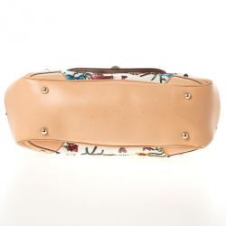 مملوكة مسبقًا Gucci Flora Print Bamboo Satchel Bag