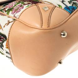 مملوكة مسبقًا Gucci Flora Print Bamboo Satchel Bag