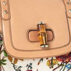 مملوكة مسبقًا Gucci Flora Print Bamboo Satchel Bag