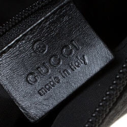 Pre Owned Gucci Black GG Canvas and Leather Bamboo Shoulder Bag