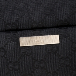 Pre Owned Gucci Black GG Canvas and Leather Bamboo Shoulder Bag