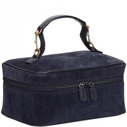 مملوكة مسبقًا Gucci Black Blue Horsebit Suede Vanity Bag