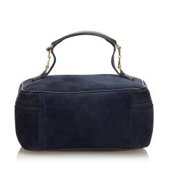 مملوكة مسبقًا Gucci Black Blue Horsebit Suede Vanity Bag