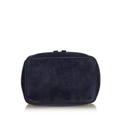 مملوكة مسبقًا Gucci Black Blue Horsebit Suede Vanity Bag