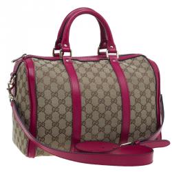 Pre Owned Gucci Pink GG Canvas Medium Vintage Web Original Boston