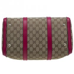 Pre Owned Gucci Pink GG Canvas Medium Vintage Web Original Boston