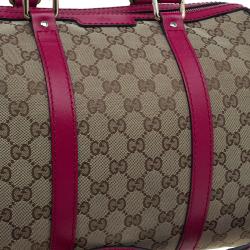 Pre Owned Gucci Pink GG Canvas Medium Vintage Web Original Boston