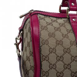 Pre Owned Gucci Pink GG Canvas Medium Vintage Web Original Boston