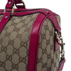 Pre Owned Gucci Pink GG Canvas Medium Vintage Web Original Boston